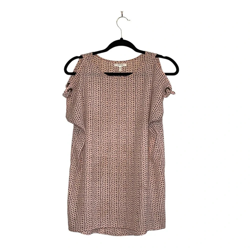 Maurices Tan & Black Dotted Cheetah Print Tie Sleeve Tunic Blouse Small Women’s